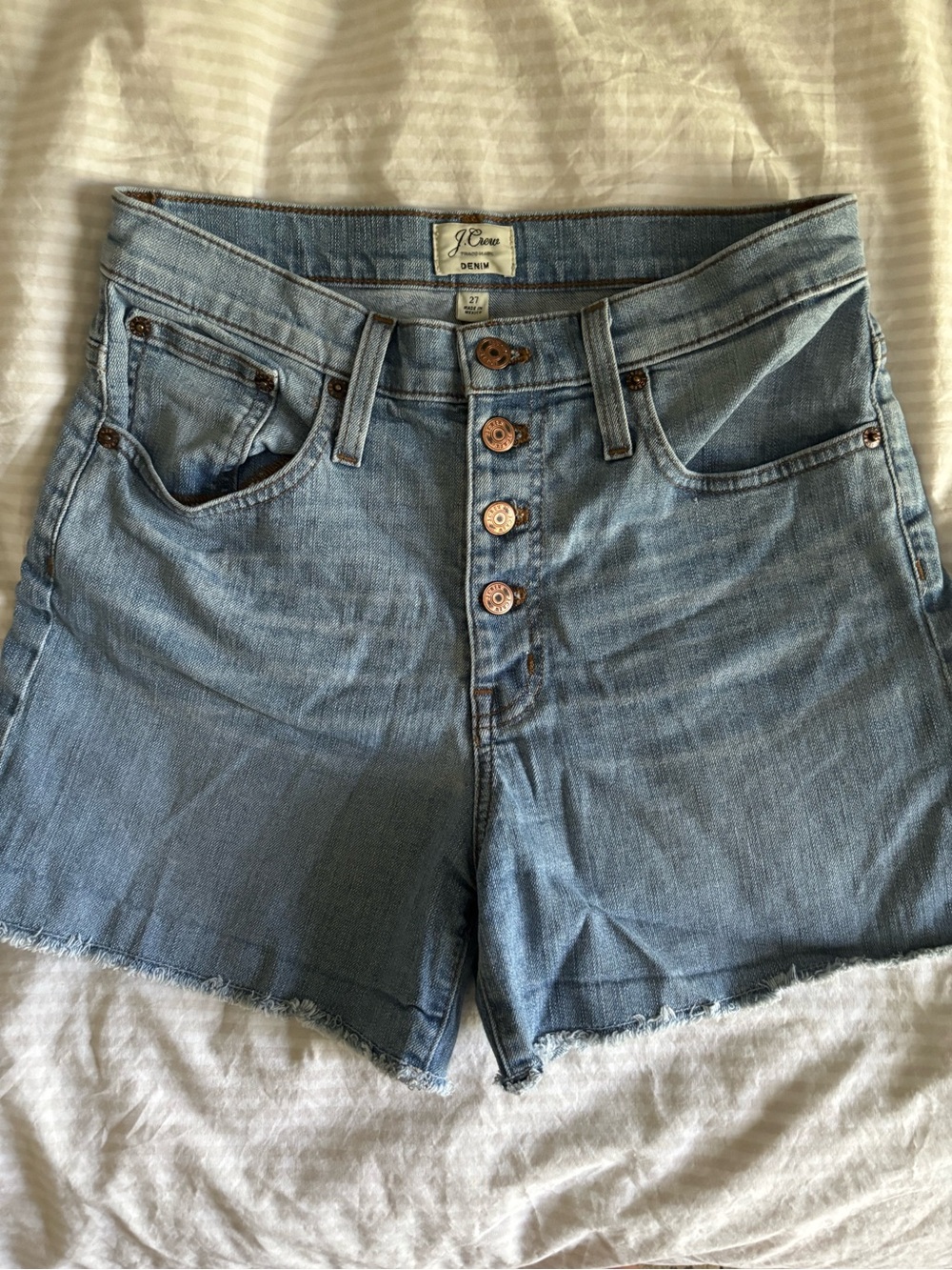 J. Crew Light Blue Button-Front High-Rise Denim Shorts